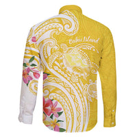 Aloha Oahu Island Personalized Family Matching Long Sleeve Bodycon Dress and Hawaiian Shirt Yellow Dreamy Turtle LT7 - Polynesian Pride
