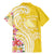 Aloha Oahu Island Personalized Family Matching Mermaid Dress and Hawaiian Shirt Yellow Dreamy Turtle
