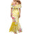 Aloha Oahu Island Personalized Family Matching Mermaid Dress and Hawaiian Shirt Yellow Dreamy Turtle