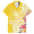 Aloha Oahu Island Personalized Family Matching Short Sleeve Bodycon Dress and Hawaiian Shirt Yellow Dreamy Turtle