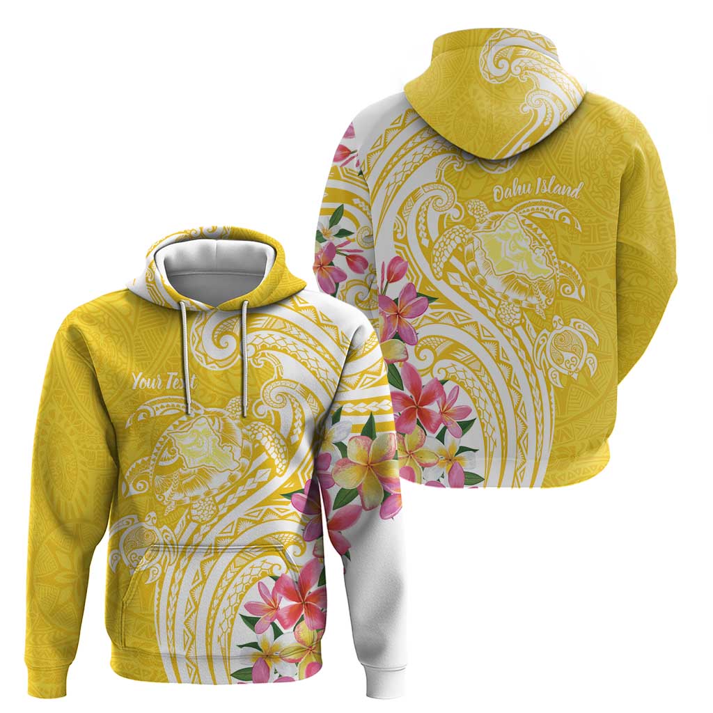 Aloha Oahu Island Personalized Hoodie Yellow Dreamy Turtle