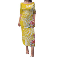 Aloha Oahu Island Personalized Puletasi Yellow Dreamy Turtle