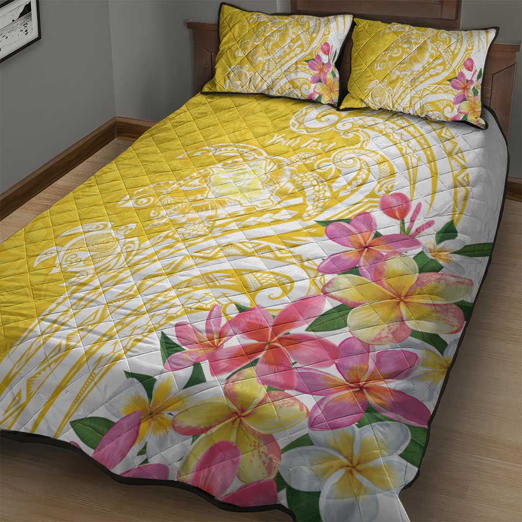 Aloha Oahu Island Personalized Quilt Bed Set Yellow Dreamy Turtle