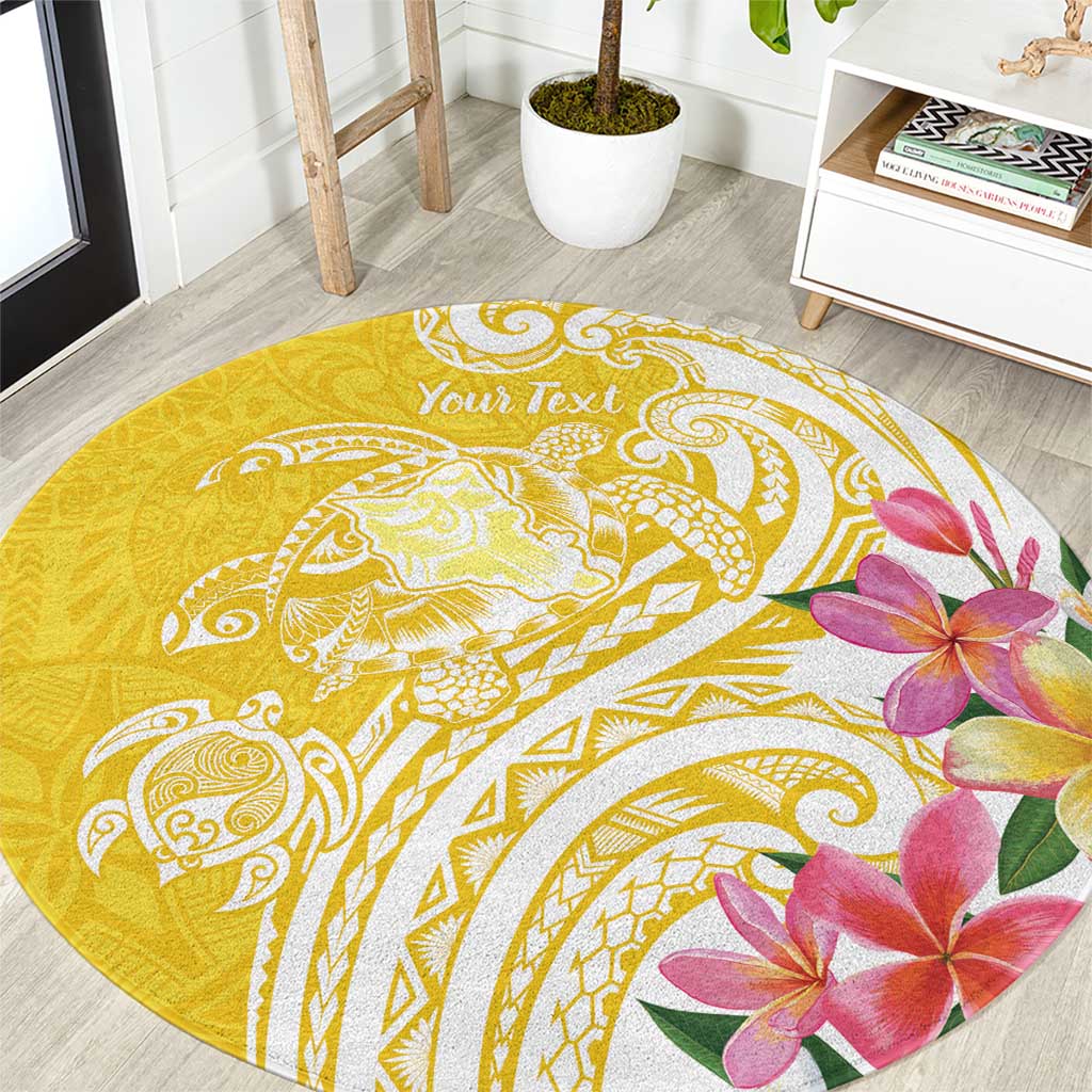Aloha Oahu Island Personalized Round Carpet Yellow Dreamy Turtle