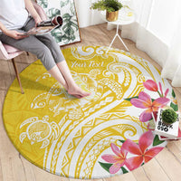 Aloha Oahu Island Personalized Round Carpet Yellow Dreamy Turtle