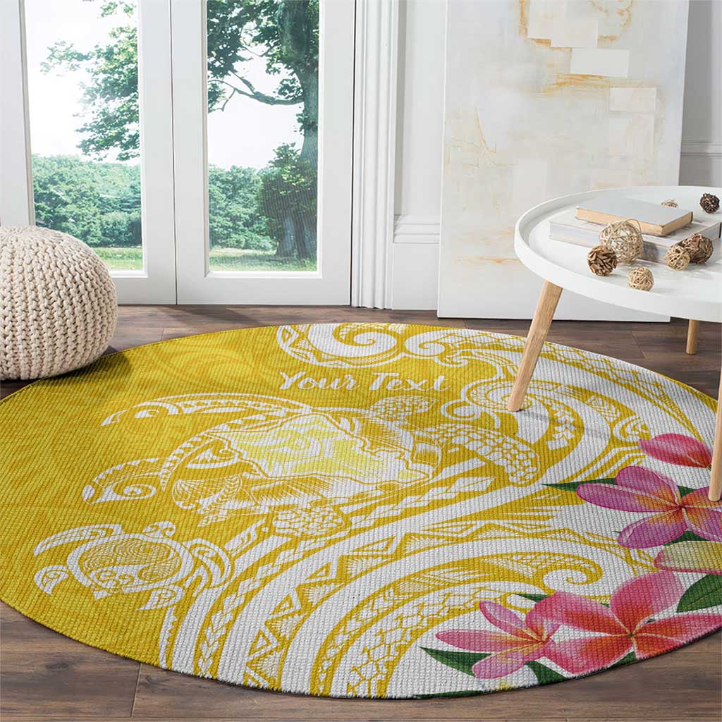Aloha Oahu Island Personalized Round Carpet Yellow Dreamy Turtle