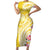 Aloha Oahu Island Personalized Short Sleeve Bodycon Dress Yellow Dreamy Turtle