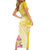 Aloha Oahu Island Personalized Short Sleeve Bodycon Dress Yellow Dreamy Turtle