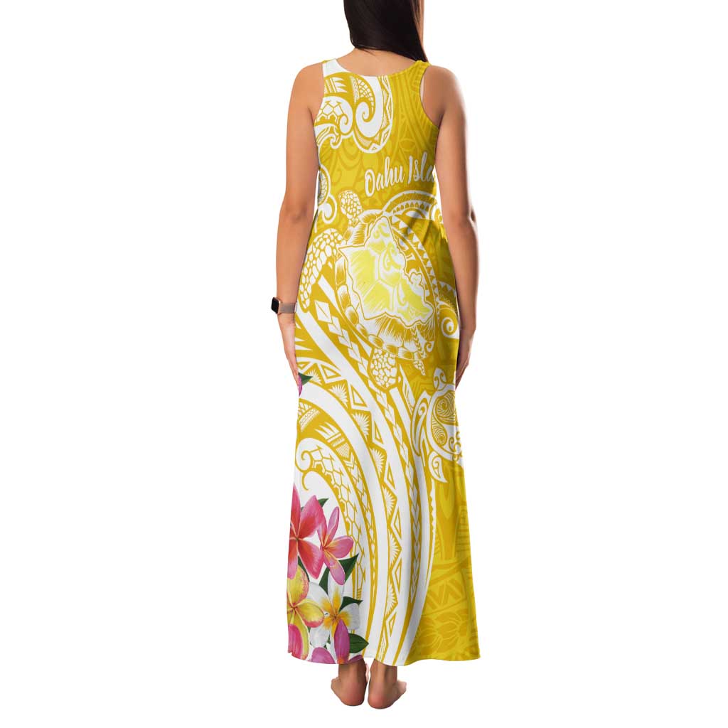 Aloha Oahu Island Personalized Tank Maxi Dress Yellow Dreamy Turtle