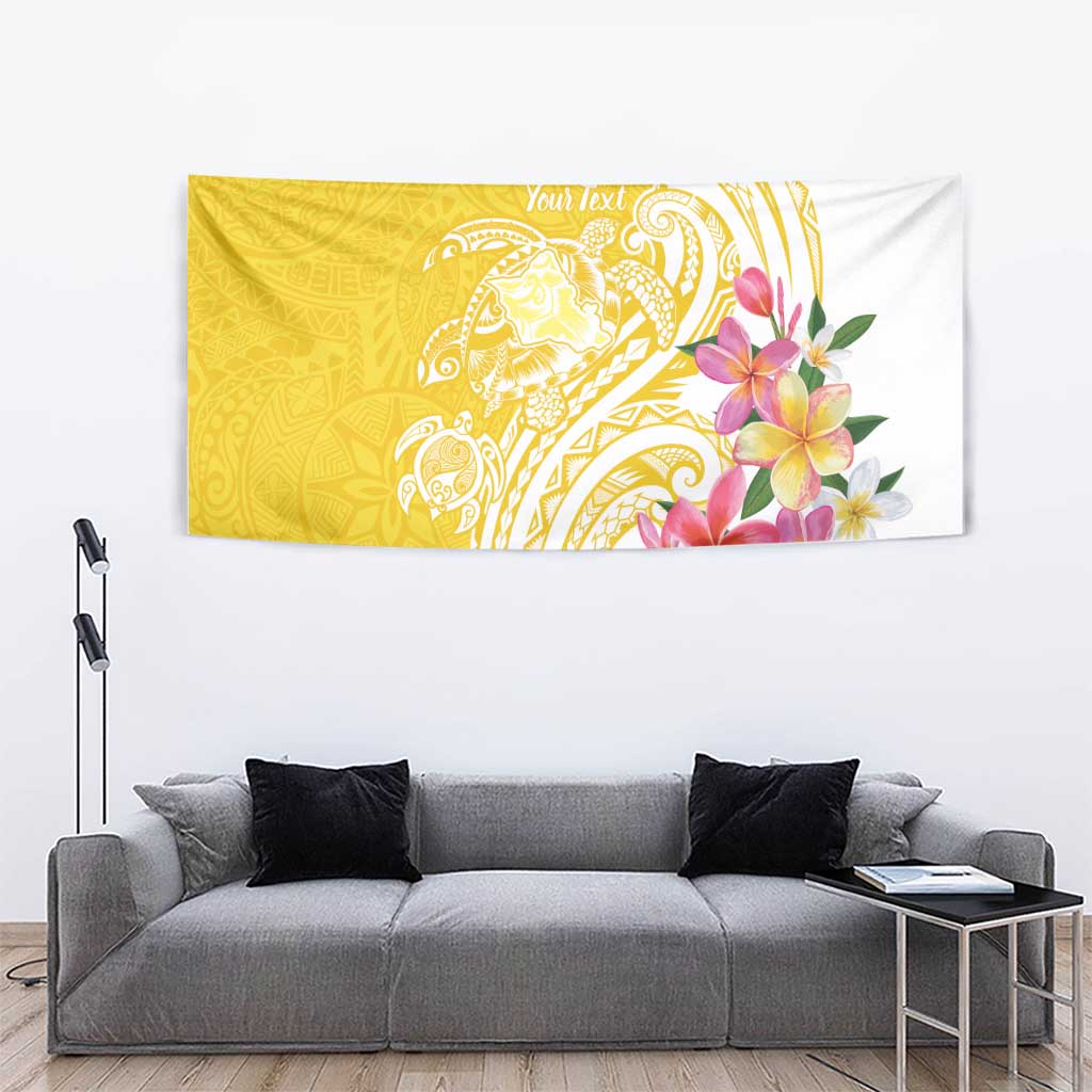 Aloha Oahu Island Personalized Tapestry Yellow Dreamy Turtle