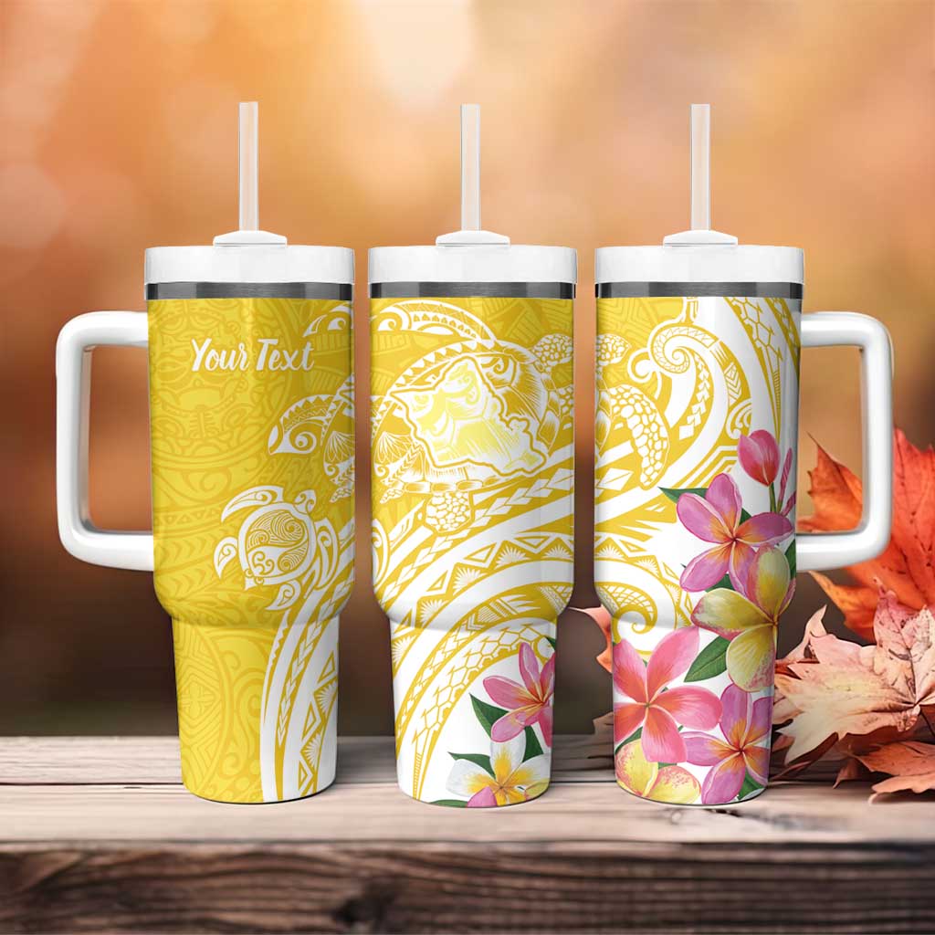 Aloha Oahu Island Personalized Tumbler With Handle Yellow Dreamy Turtle