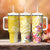 Aloha Oahu Island Personalized Tumbler With Handle Yellow Dreamy Turtle