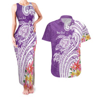 Aloha Kauai Island Personalized Couples Matching Tank Maxi Dress and Hawaiian Shirt Lilac Dreamy Turtle LT7 Lilac - Polynesian Pride