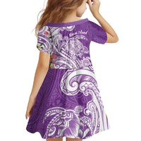Aloha Kauai Island Personalized Family Matching Long Sleeve Bodycon Dress and Hawaiian Shirt Lilac Dreamy Turtle LT7 - Polynesian Pride