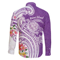 Aloha Kauai Island Personalized Family Matching Long Sleeve Bodycon Dress and Hawaiian Shirt Lilac Dreamy Turtle LT7 - Polynesian Pride