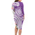 Aloha Kauai Island Personalized Family Matching Long Sleeve Bodycon Dress and Hawaiian Shirt Lilac Dreamy Turtle