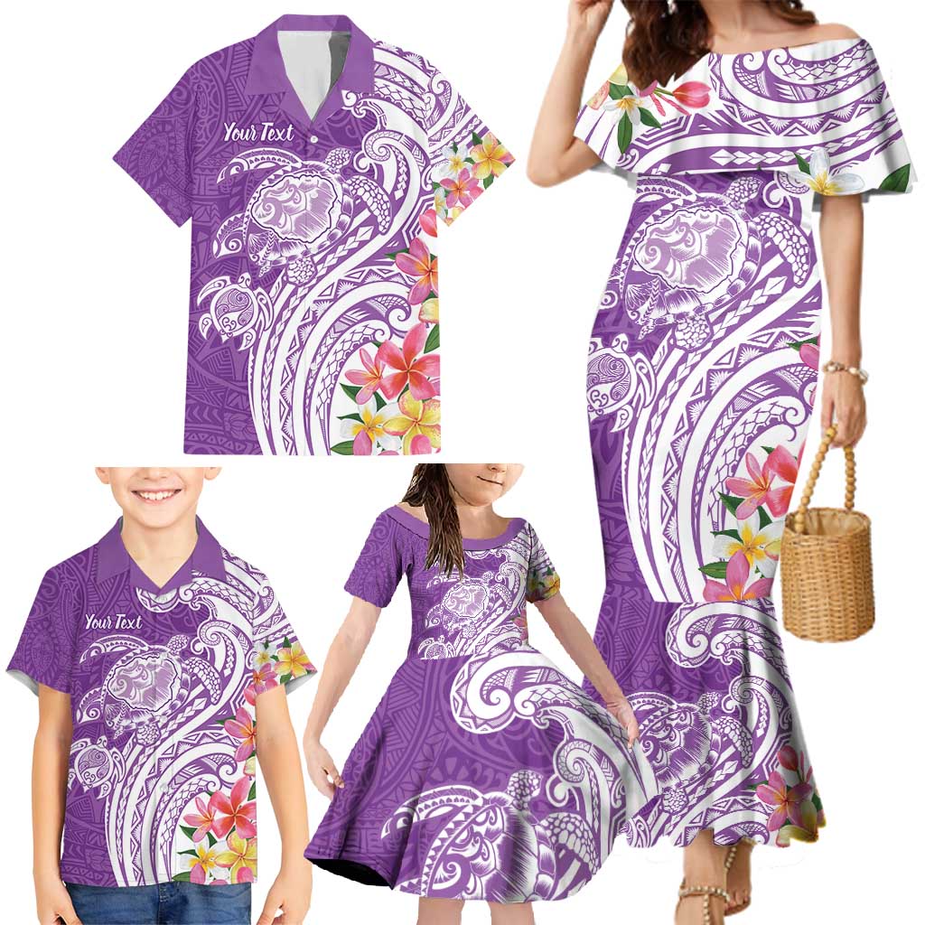 Aloha Kauai Island Personalized Family Matching Mermaid Dress and Hawaiian Shirt Lilac Dreamy Turtle LT7 - Polynesian Pride