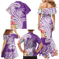 Aloha Kauai Island Personalized Family Matching Mermaid Dress and Hawaiian Shirt Lilac Dreamy Turtle LT7 - Polynesian Pride
