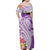Aloha Kauai Island Personalized Family Matching Off Shoulder Maxi Dress and Hawaiian Shirt Lilac Dreamy Turtle