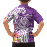 Aloha Kauai Island Personalized Family Matching Short Sleeve Bodycon Dress and Hawaiian Shirt Lilac Dreamy Turtle LT7 - Polynesian Pride