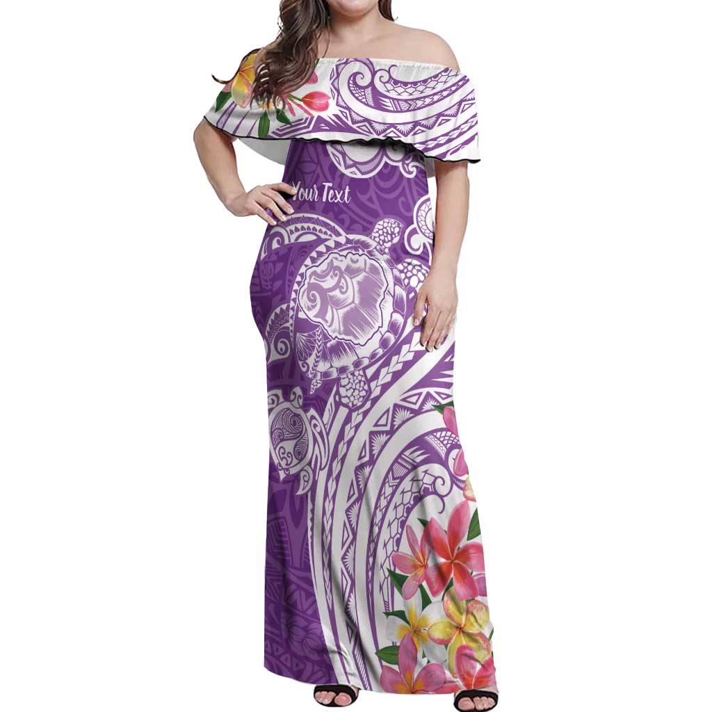 Aloha Kauai Island Personalized Off Shoulder Maxi Dress Lilac Dreamy Turtle