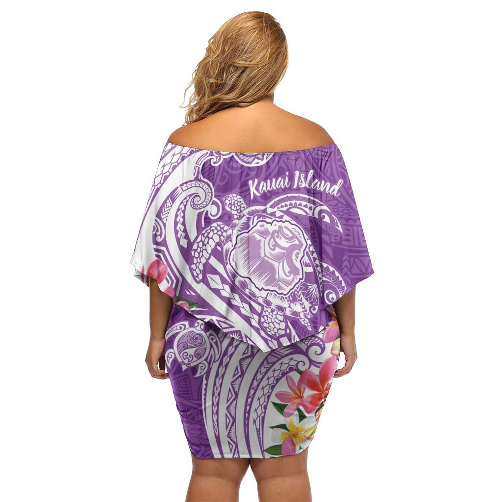Aloha Kauai Island Personalized Off Shoulder Short Dress Lilac Dreamy Turtle