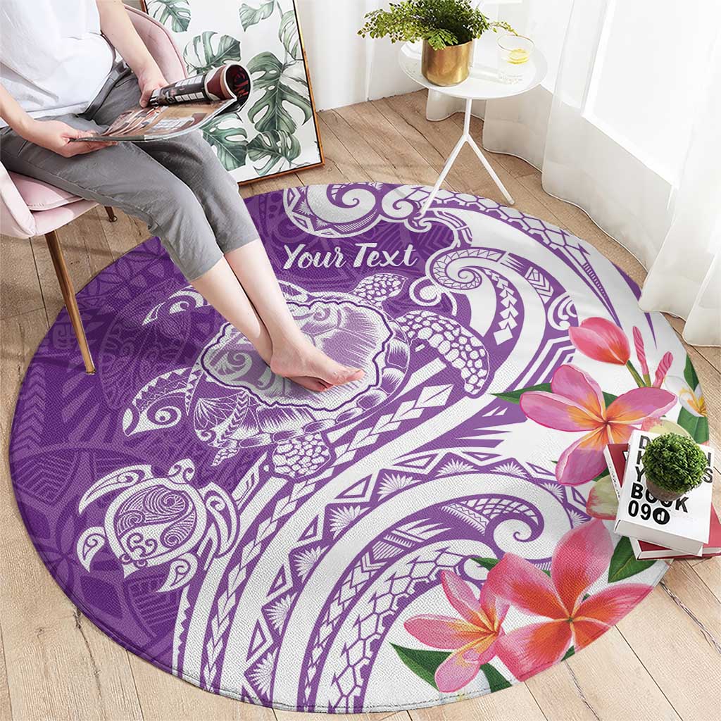 Aloha Kauai Island Personalized Round Carpet Lilac Dreamy Turtle