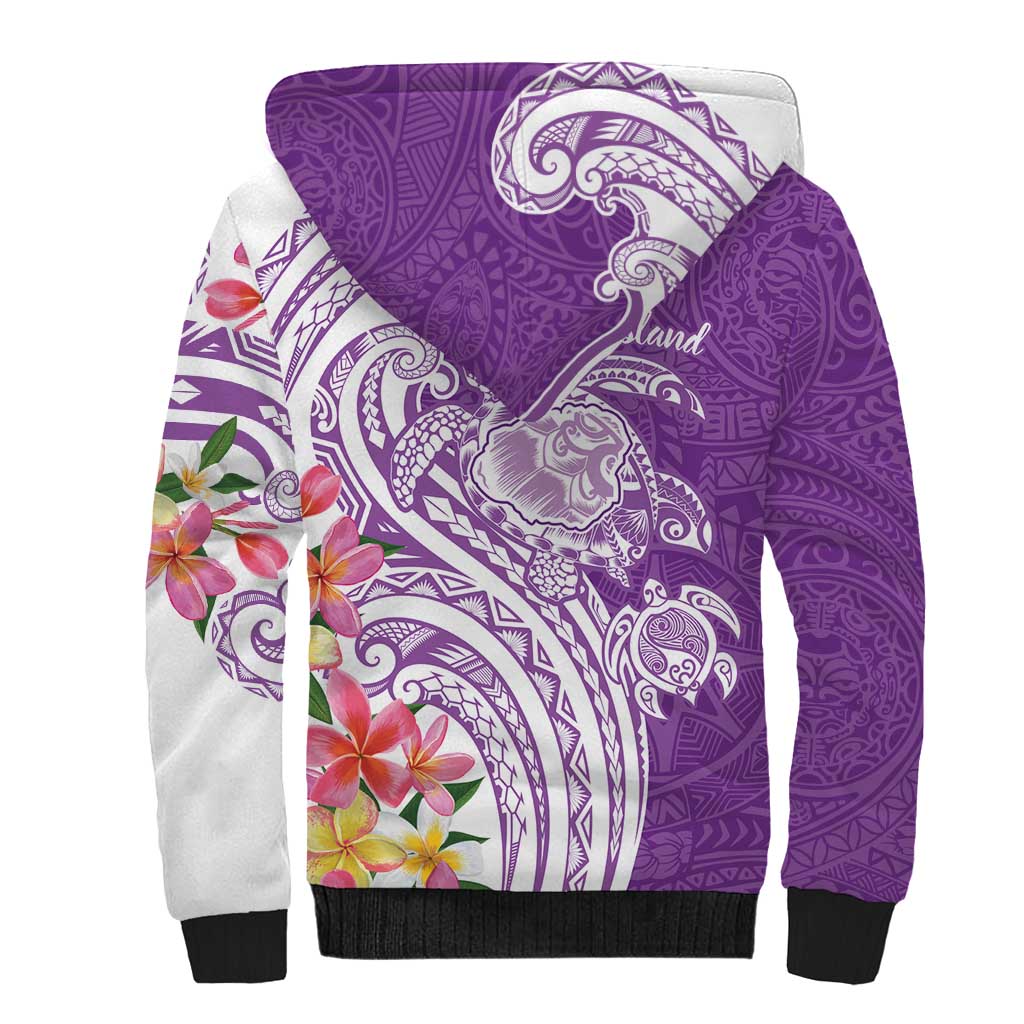 Aloha Kauai Island Personalized Sherpa Hoodie Lilac Dreamy Turtle