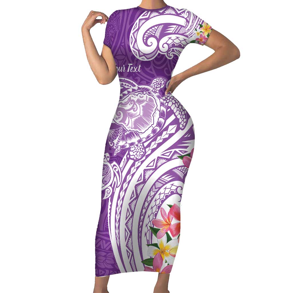 Aloha Kauai Island Personalized Short Sleeve Bodycon Dress Lilac Dreamy Turtle