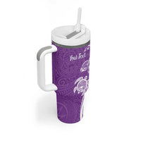 Aloha Kauai Island Personalized Tumbler With Handle Lilac Dreamy Turtle