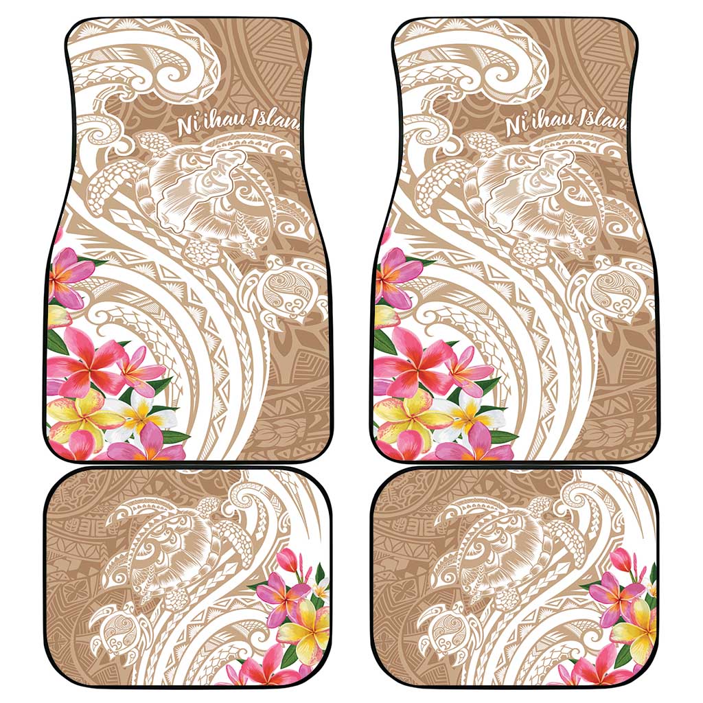 Aloha Ni’ihau Island Personalized Car Mats Beige Dreamy Turtle