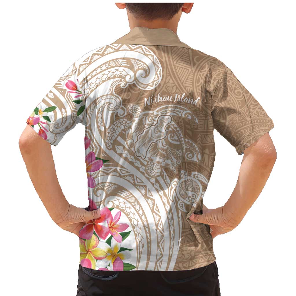 Aloha Ni’ihau Island Personalized Family Matching Mermaid Dress and Hawaiian Shirt Beige Dreamy Turtle