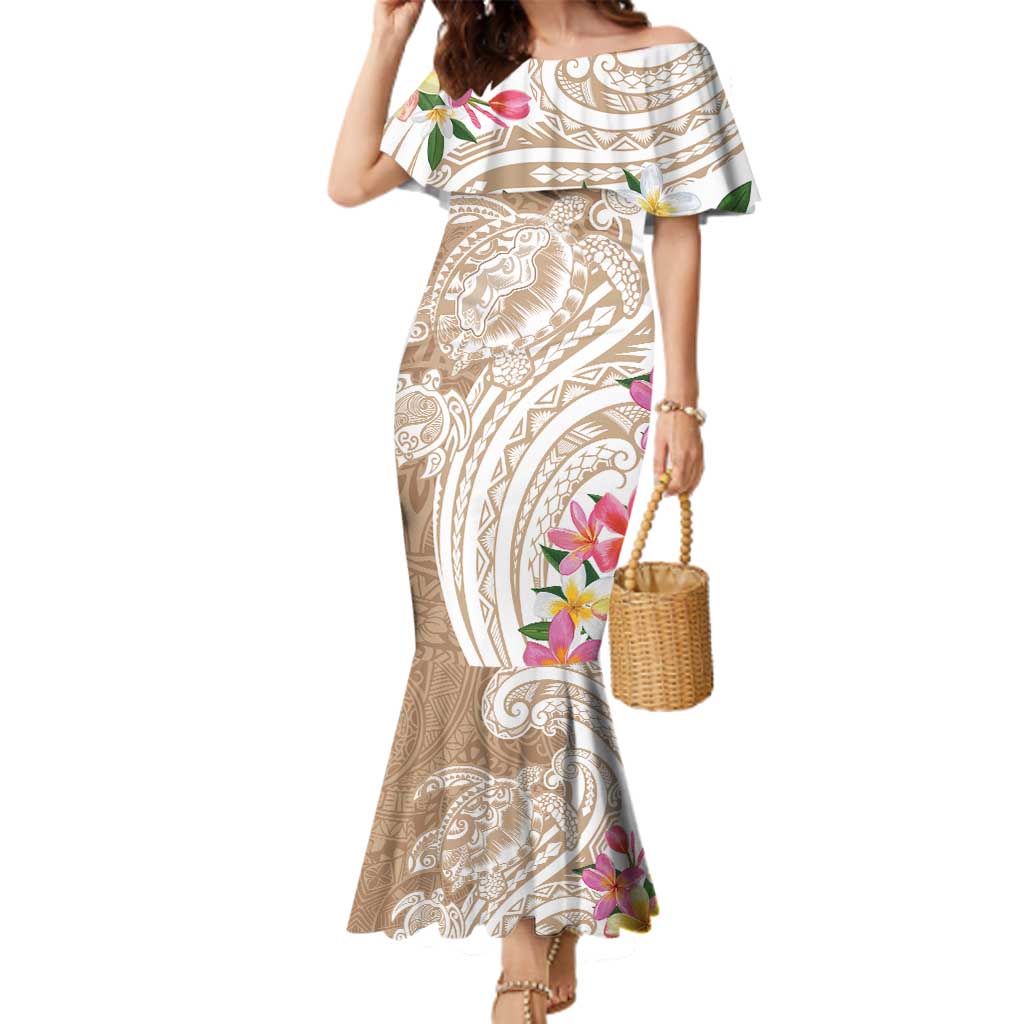 Aloha Ni’ihau Island Personalized Family Matching Mermaid Dress and Hawaiian Shirt Beige Dreamy Turtle