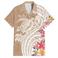 Aloha Niihau Island Personalized Family Matching Off The Shoulder Long Sleeve Dress and Hawaiian Shirt Beige Dreamy Turtle LT7 Dad's Shirt - Short Sleeve Beige - Polynesian Pride