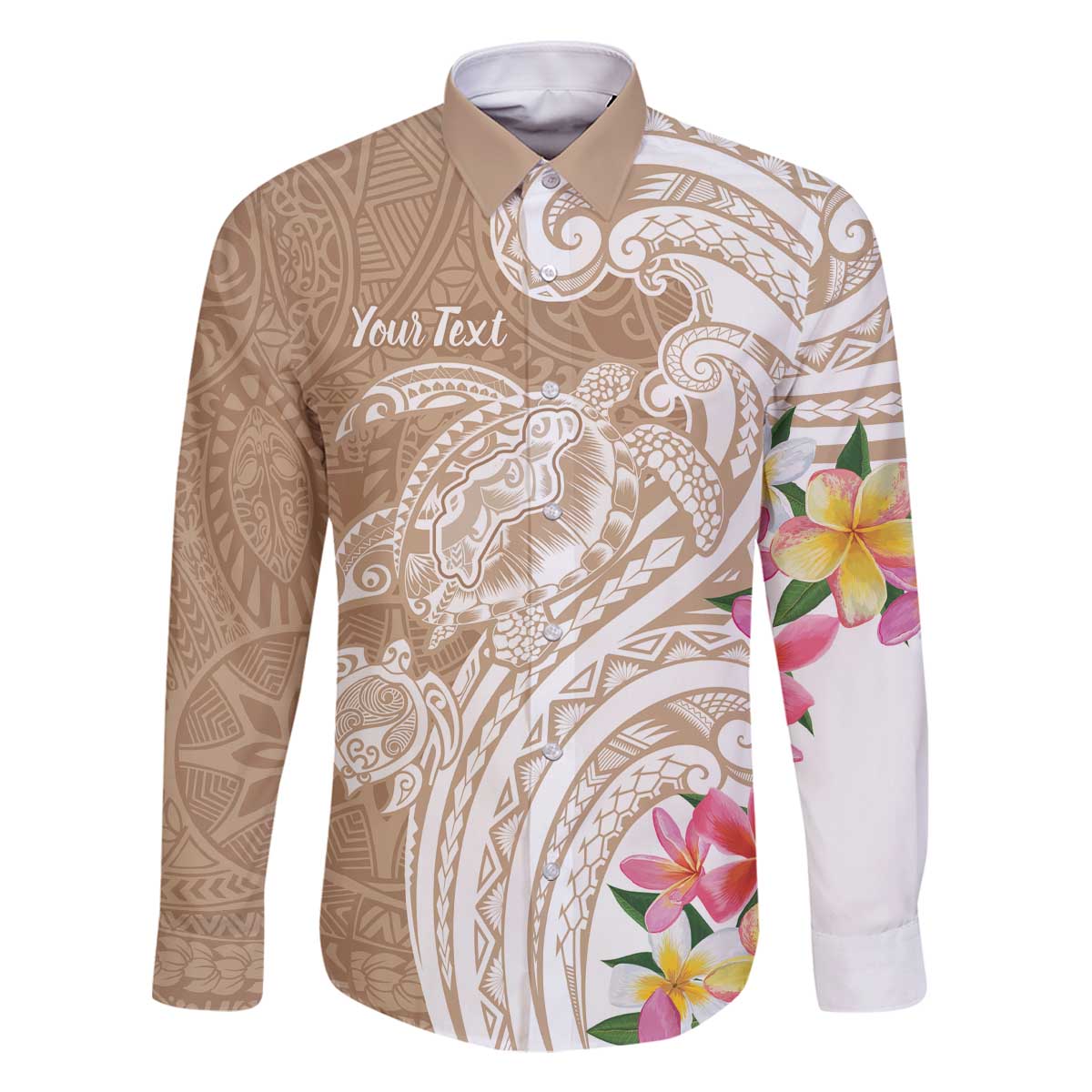 Aloha Niihau Island Personalized Family Matching Off The Shoulder Long Sleeve Dress and Hawaiian Shirt Beige Dreamy Turtle LT7 Dad's Shirt - Long Sleeve Beige - Polynesian Pride