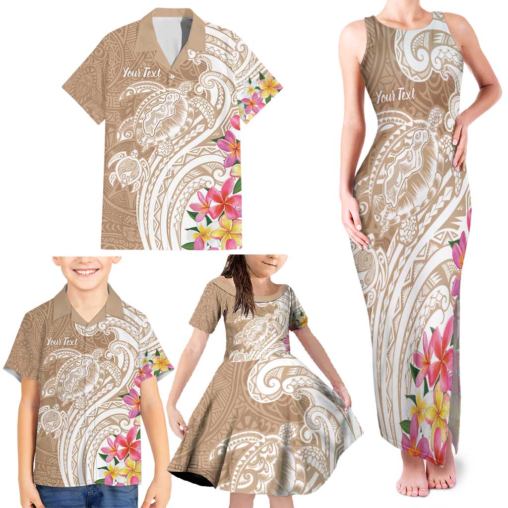 Aloha Ni’ihau Island Personalized Family Matching Tank Maxi Dress and Hawaiian Shirt Beige Dreamy Turtle
