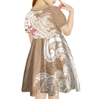 Aloha Ni’ihau Island Personalized Kid Short Sleeve Dress Beige Dreamy Turtle