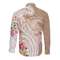 Aloha Ni’ihau Island Personalized Long Sleeve Button Shirt Beige Dreamy Turtle