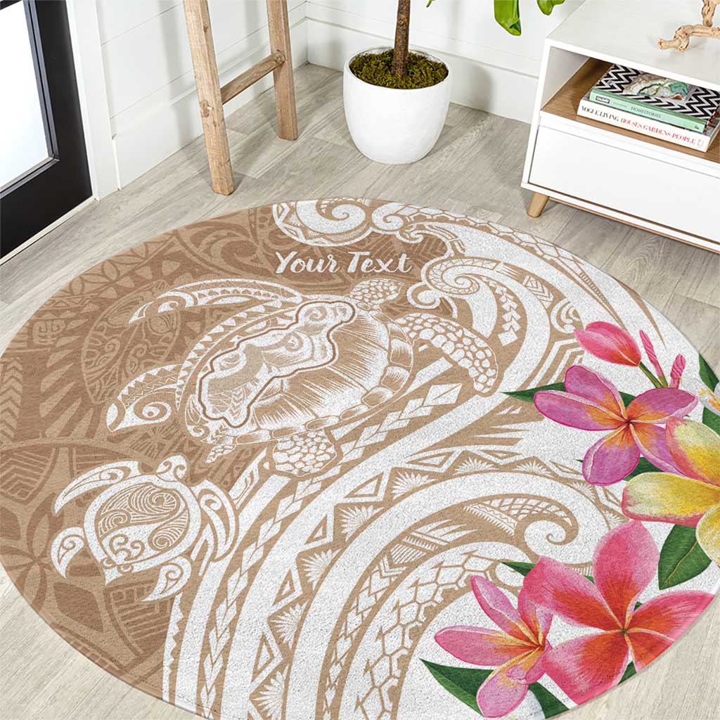 Aloha Ni’ihau Island Personalized Round Carpet Beige Dreamy Turtle