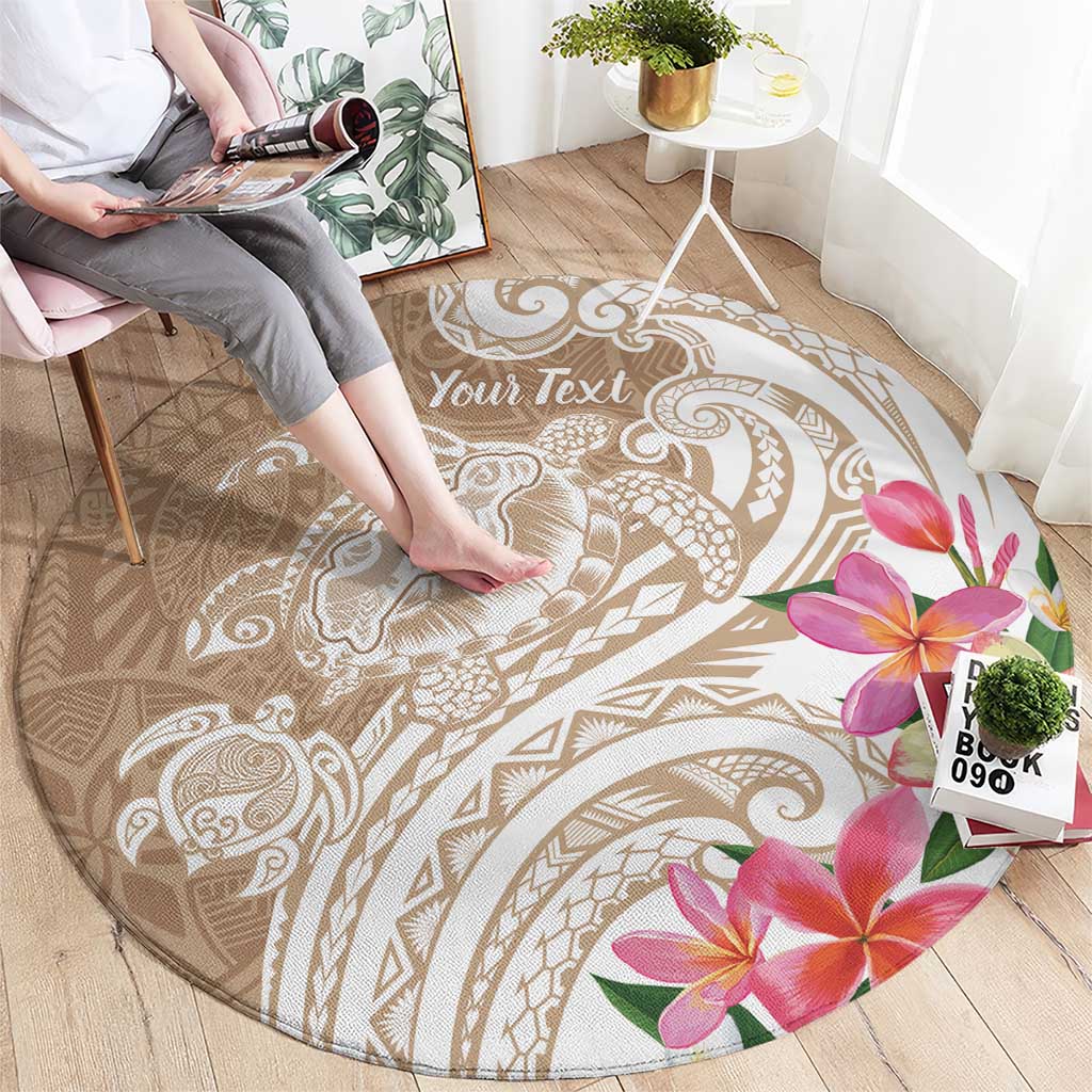 Aloha Ni’ihau Island Personalized Round Carpet Beige Dreamy Turtle