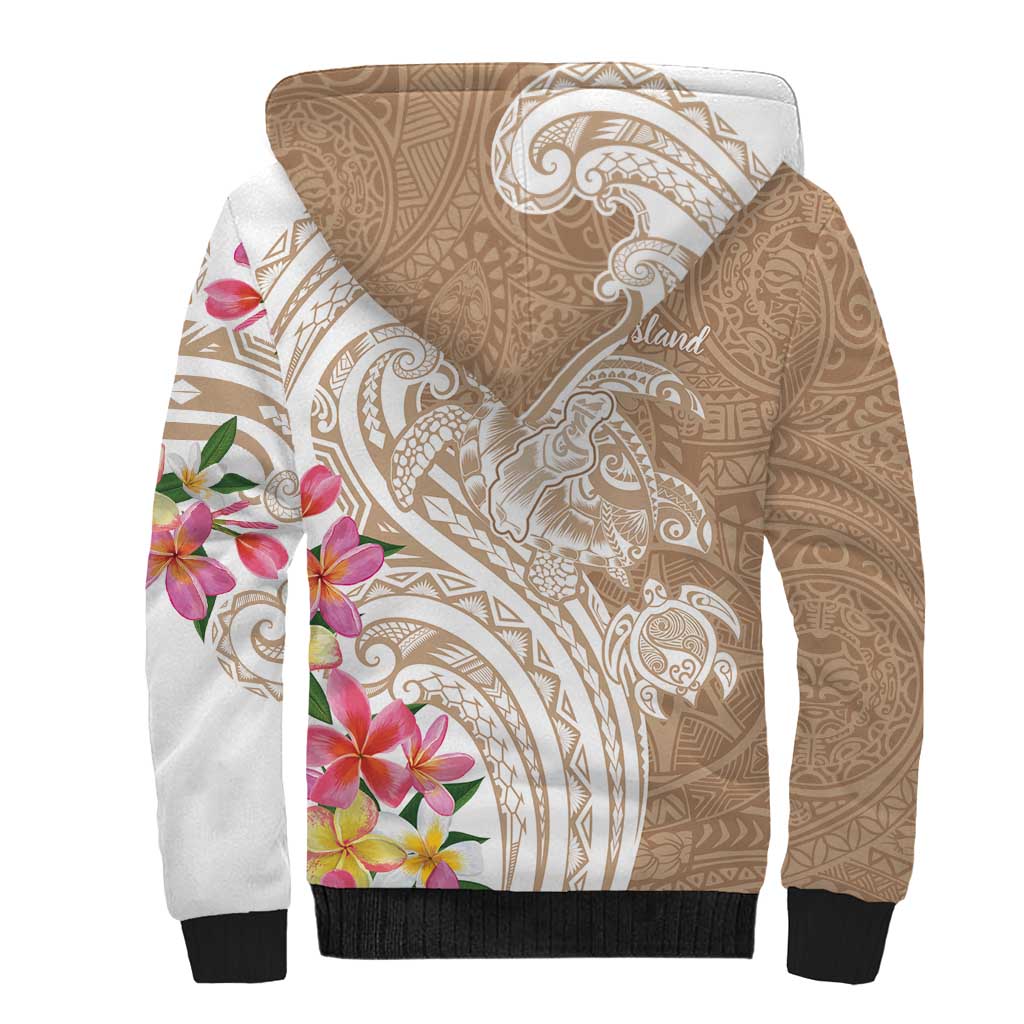 Aloha Ni’ihau Island Personalized Sherpa Hoodie Beige Dreamy Turtle