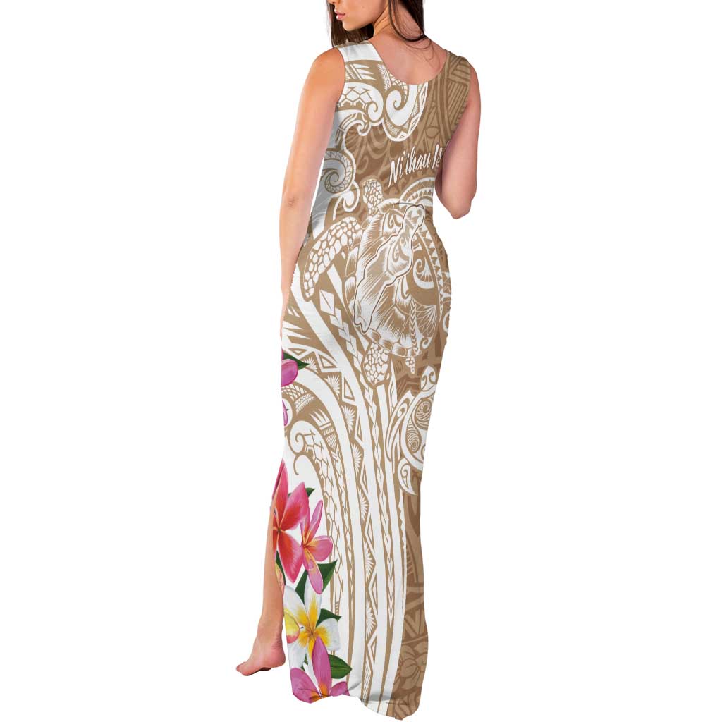 Aloha Ni’ihau Island Personalized Tank Maxi Dress Beige Dreamy Turtle