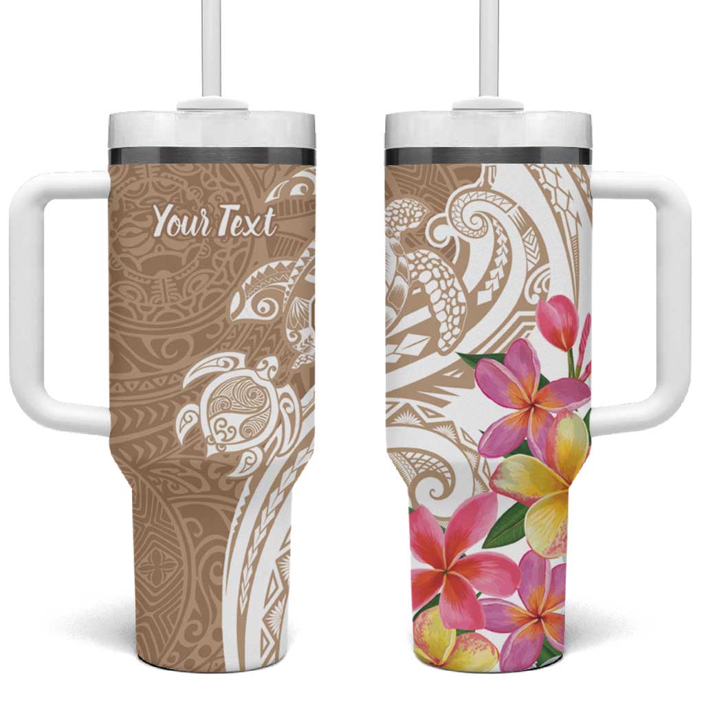 Aloha Ni’ihau Island Personalized Tumbler With Handle Beige Dreamy Turtle