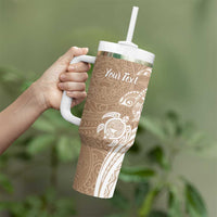 Aloha Ni’ihau Island Personalized Tumbler With Handle Beige Dreamy Turtle