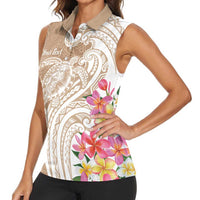 Aloha Ni’ihau Island Personalized Women Sleeveless Polo Shirt Beige Dreamy Turtle