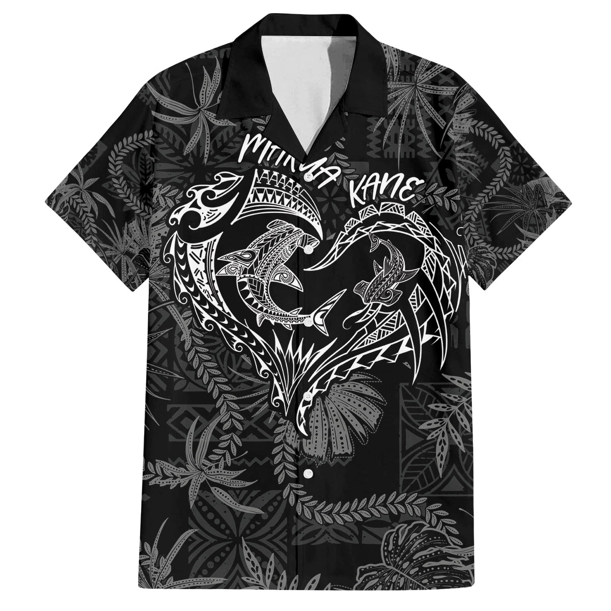 Hawaii Father's Day Vintage Lei Family Matching Long Sleeve Bodycon Dress and Hawaiian Shirt Hauoli la Makuakane - Black LT7 Dad's Shirt - Short Sleeve Black - Polynesian Pride