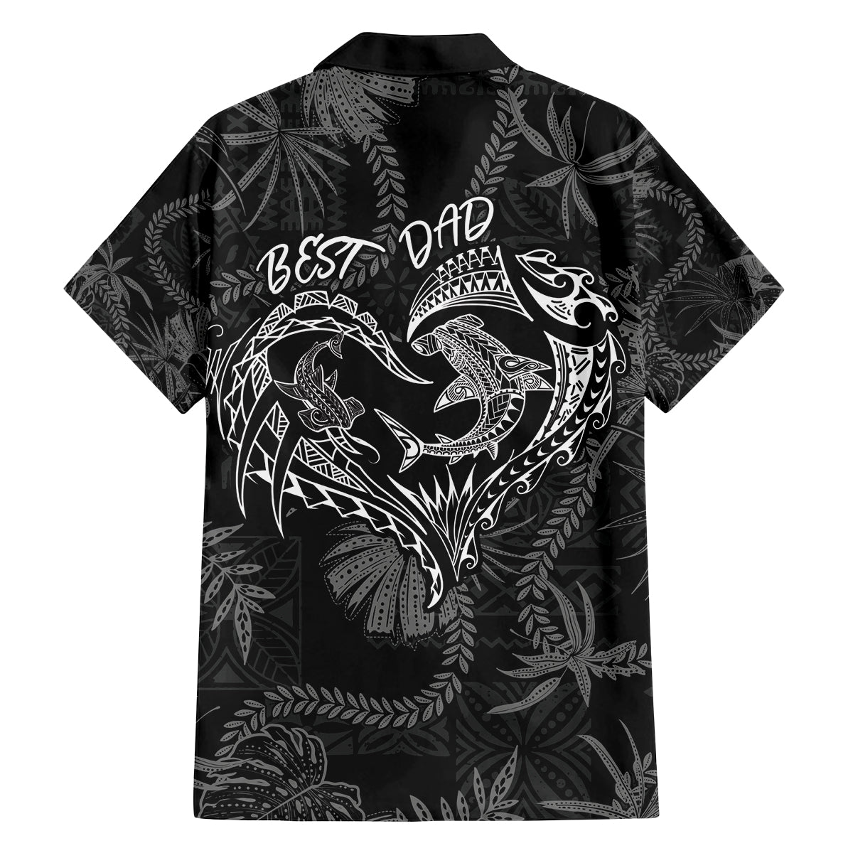 Hawaii Father's Day Vintage Lei Family Matching Off The Shoulder Long Sleeve Dress and Hawaiian Shirt Hauoli la Makuakane - Black