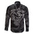 Hawaii Father's Day Vintage Lei Family Matching Off The Shoulder Long Sleeve Dress and Hawaiian Shirt Hauoli la Makuakane - Black