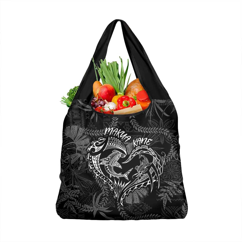 Hawaii Father's Day Vintage Lei Grocery Bag Hauoli la Makuakane - Black