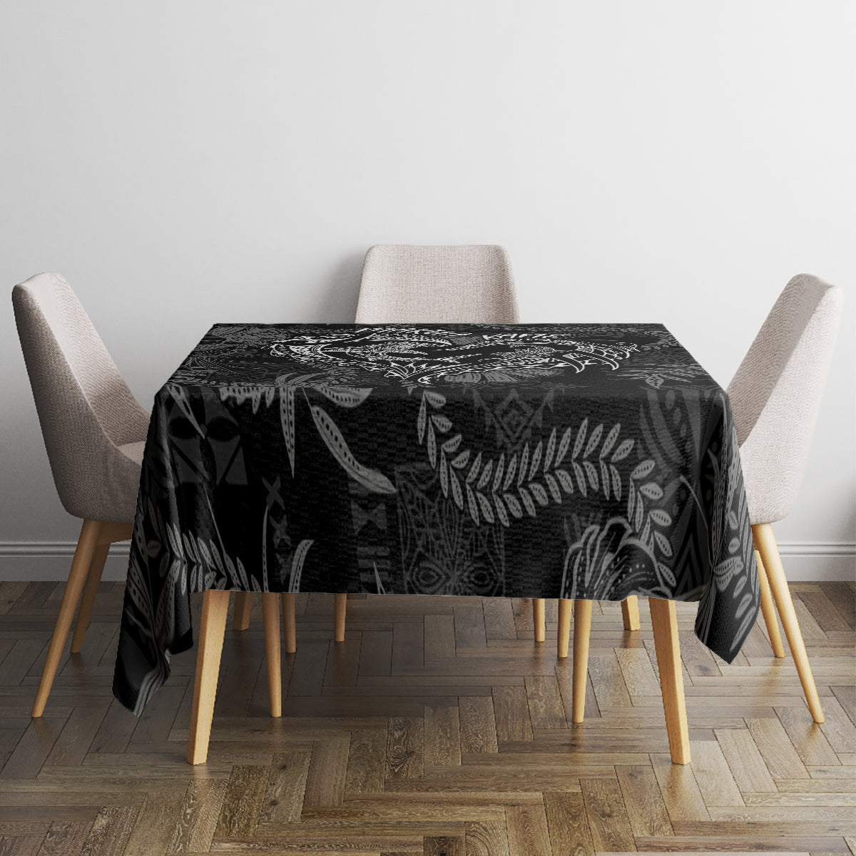Hawaii Father's Day Vintage Lei Tablecloth Hauoli la Makuakane - Black